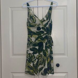 H&M US XS | Tropical Leaf Print Mini Dress